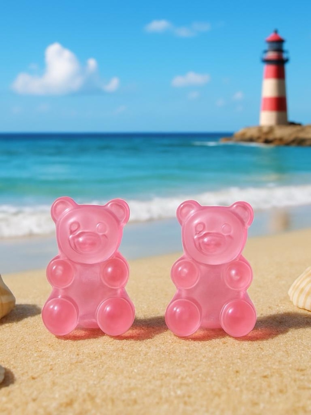 Pink Gummy Bear Candy Earrings